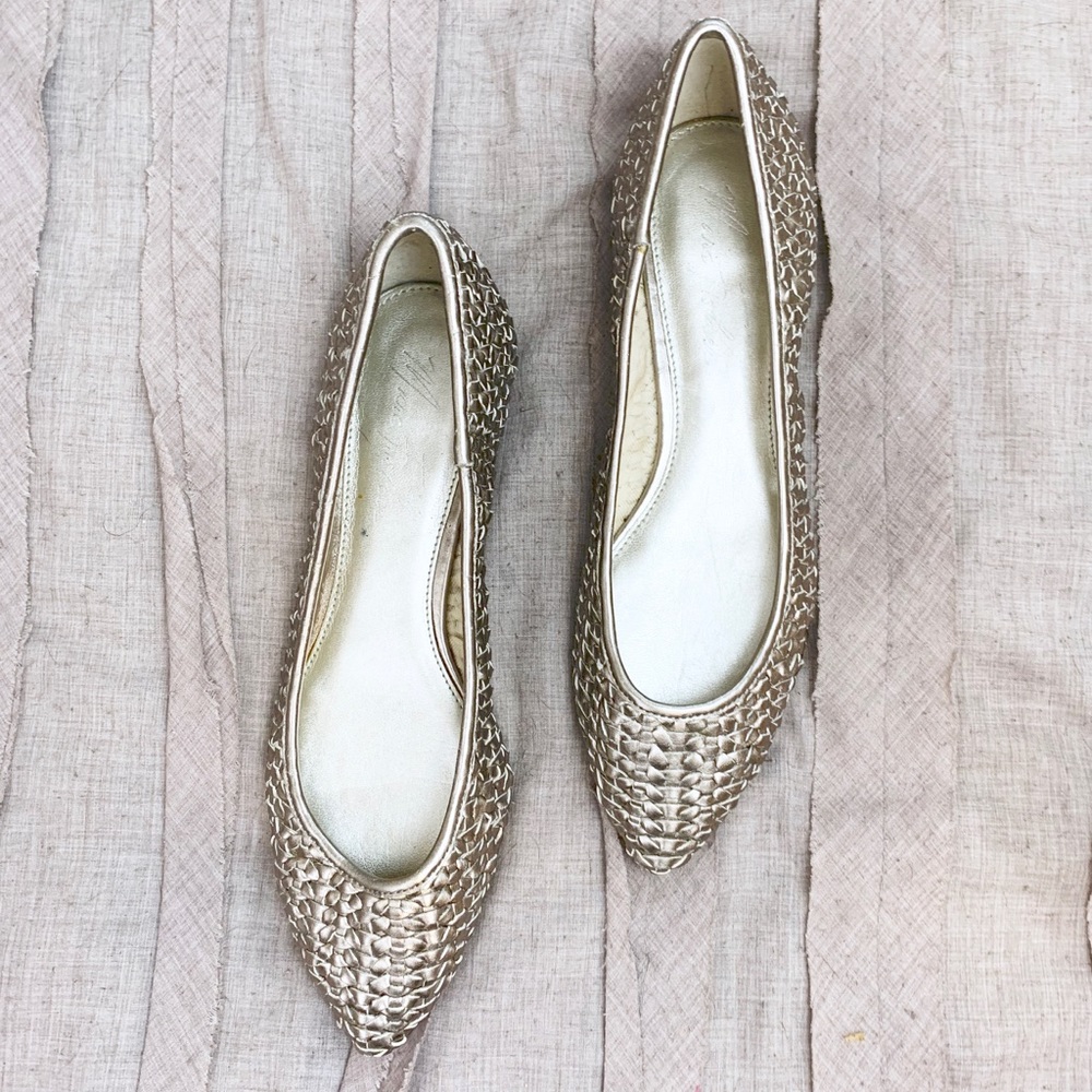 Marc Fisher Taanya Silver Metallic Woven Flats 7M - Picture 3 of 7